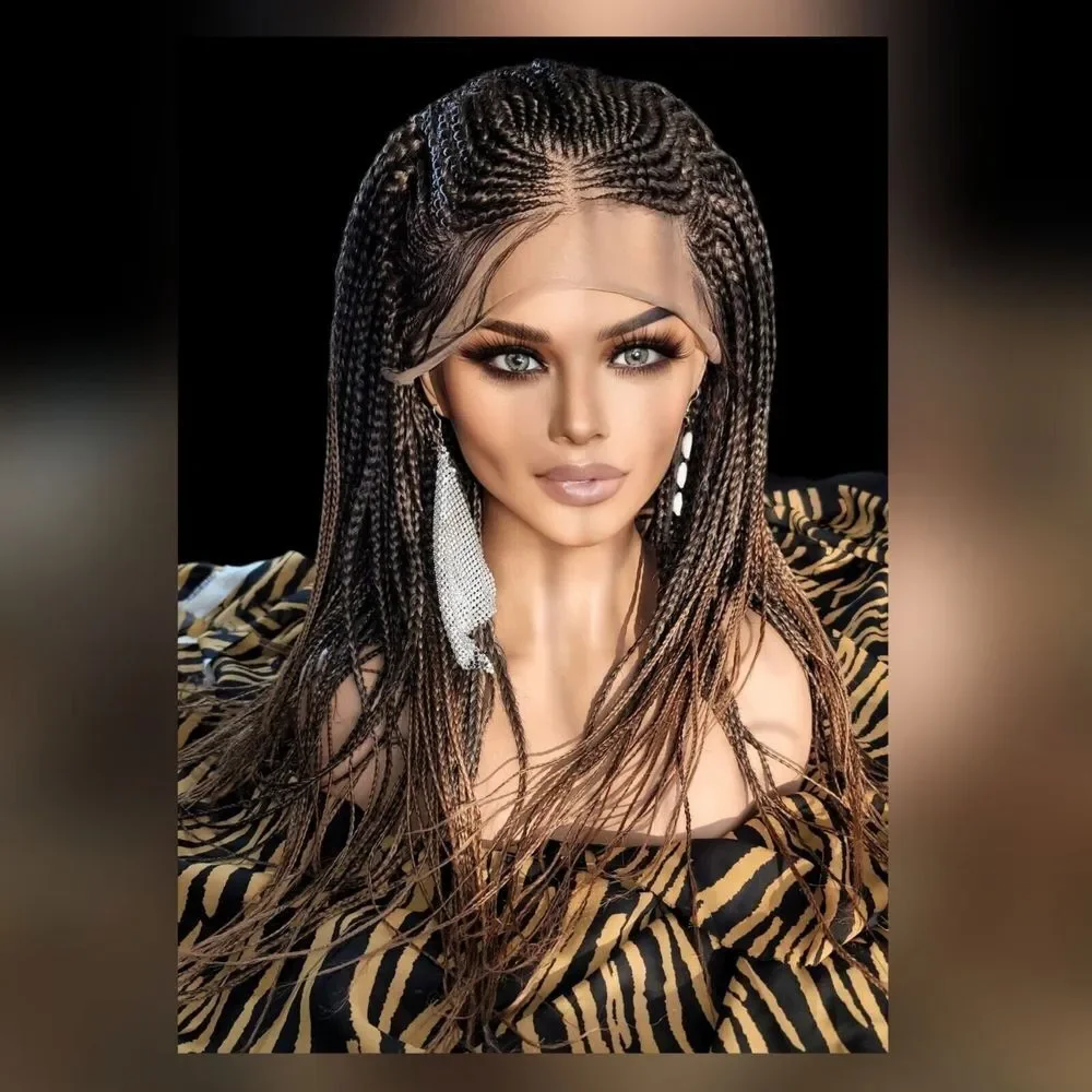 Handmade Braided Wig- Ombre Color Brown Chesnut, Ghana Weave